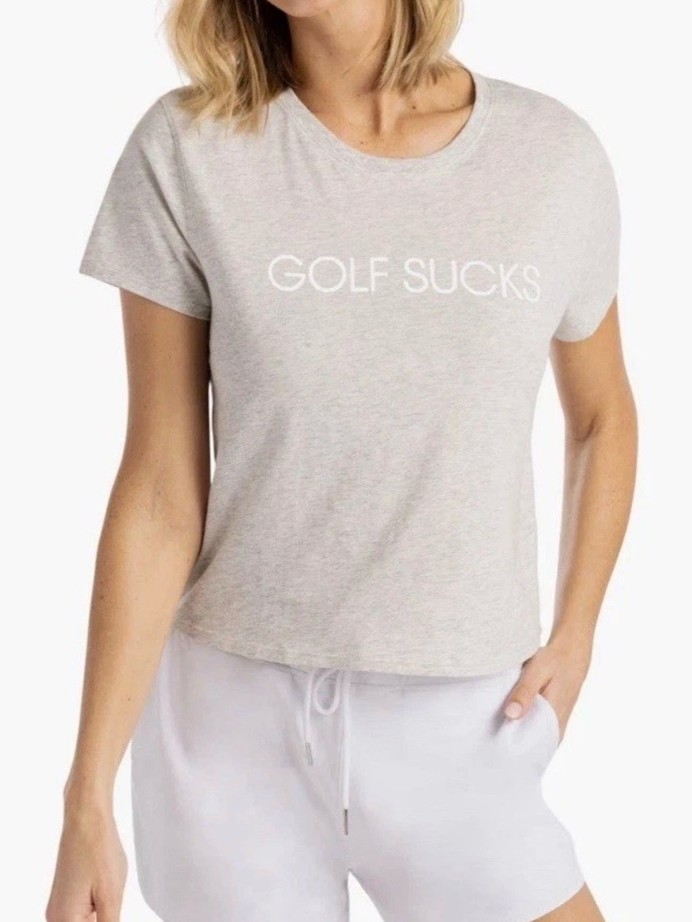 Travis Matthew Women's Ten For Ten Graphic Tee Golf Sucks grey Heather  XL